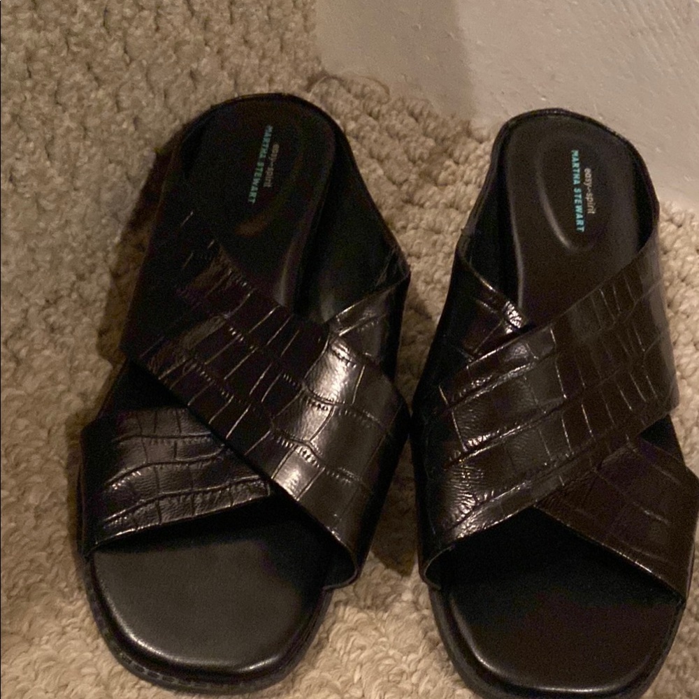 Easy Spirit Martha Stewart Black Slide Sandals Size 9.5 Wide
